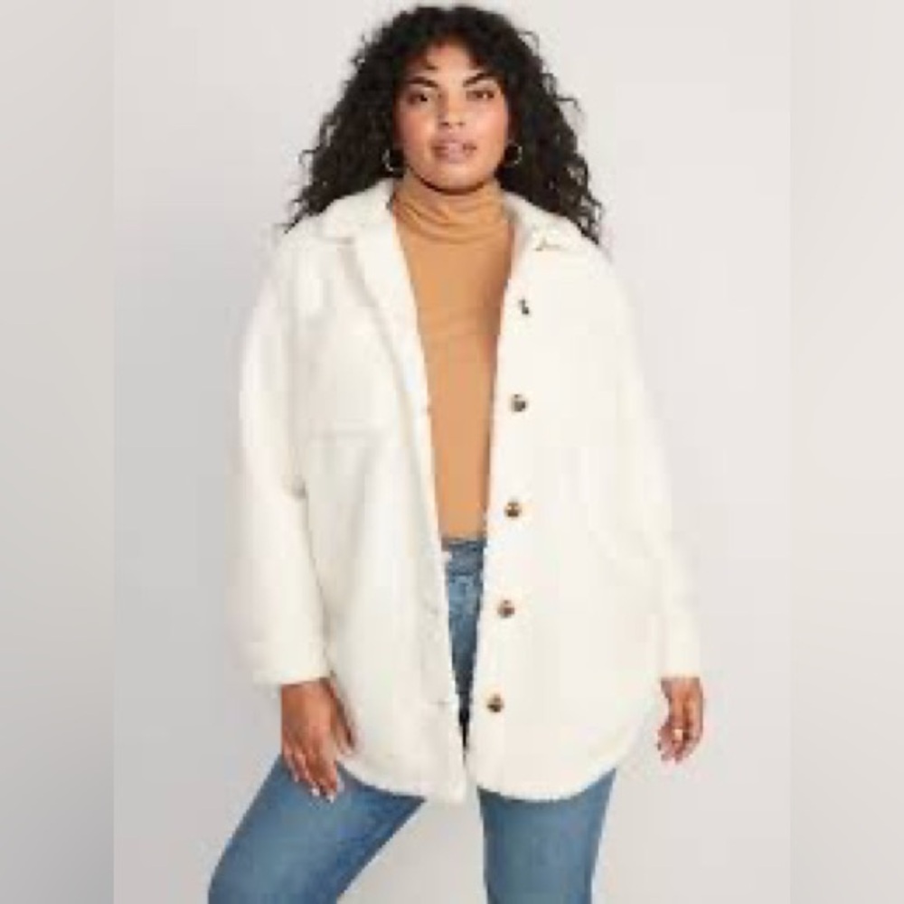 Old Navy White/Cream Sherpa Shacket XL